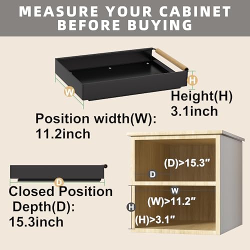Pull Out Cabinet Organizer, 15.3'' Deep Expandable Slide Out Cabinet Organizer Fixed with Adhesive Nano Film, Slide Out Drawers Pull Out Tray for Cabinet in Kitchen, Pantry, Bathroom, Black - Image 2
