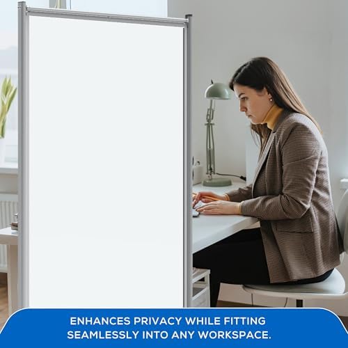 FSE 373-MD4072W Mobile Magnetic Whiteboard Room Divider, 75" Tall Double-Sided Board, Sound Proof Partition Wall Divider with Locking Casters, Steel Frame, Ghost-Resistant Surface, White/Silver - Image 5