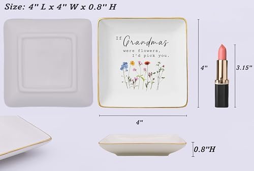 NZY Grandmother Gifts,Mother's Day,Birthday,Thanksgiving,Christmas Gift for Nana,Grandma Appreciates Present-Jewelry Tray Trinket Holder Ring Dish-If Grandmas Were Flowers,I'd Pick You - Image 5