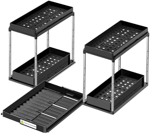 NIUXX Expandable Under Sink Organizer: 2 Tier Height Adjustable by NIUXX