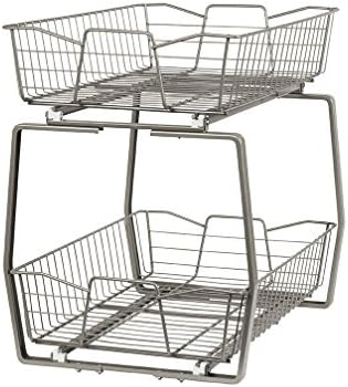 ClosetMaid 14 in. Pull Out Cabinet Organizer, 2 Tier, Heavy Duty, Slide Out Pantry Shelves Drawers for Kitchen, Bathroom, Nickel by Unknown