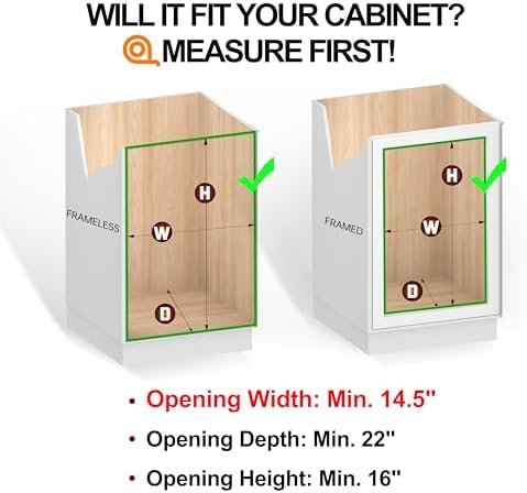 JOWBOOW 2 Tier Pull Out Cabinet Organizer 14"W x 22"D, Solid Wood - Image 5