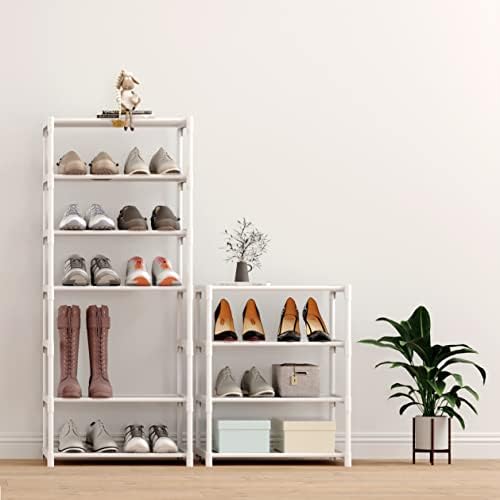 4-Tier Small Shoe Rack Space Saving Shoe Shelf Storage Organizer for Entryway Hallway Closet Bathroom Garage,Stackable Shoe Stand(White) - Image 6