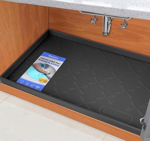 SIKADEER Waterproof Under Sink Mat Silicone 28" x 22" Kitchen Cabinet liner by SIKADEER