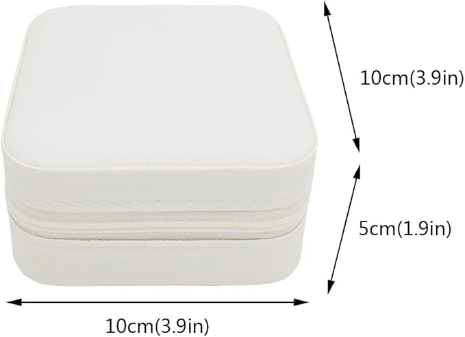 TRODANCE Mini Jewelry Case, Small Travel Jewelry Organizer, Portable Jewelry Box Mini Storage Organizer Display Box For Rings Earrings Necklaces (White)