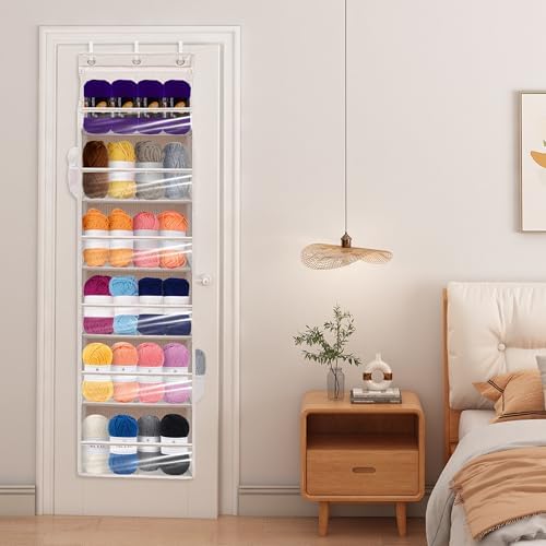 Over Door Organizer with 6 Extra Large Pockets 12 Side Pockets, Sturdy Closet Storage Rack, Hanging Storage Organizer with Clear Window for Shoes, Diaper, Bedroom, Bathroom, Beige, 4-Pack - Image 6