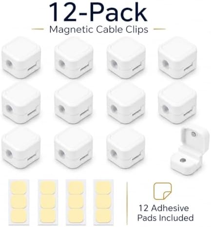 Cord Clips, 12 Pack Magnetic Clasp Self-Adhesive Cord Organizer Holders for Desk, Nightstand, Office & Car, Cable Management for Charging Cords, USB Cables & Headphones, White - Image 2