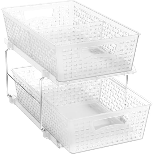 Simple Houseware 2 Tier Pull-Out Sliding Drawer Under Sink Storage, Clear by SimpleHouseware