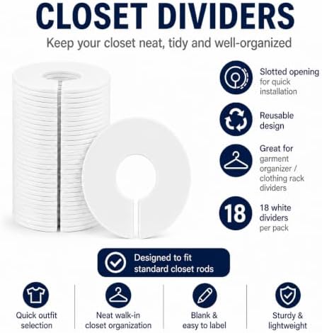 18 Pack White Acrylic Shelf Dividers for Closet Organization - Image 5