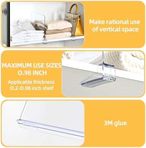 Shelf Dividers，Vertical Purse Organizer for Closet，Thickened and Sturdy Shelf Organizer for Sweater, Shirts, Handbags,8" Tall x 11" (12 Pcs) - Image 5