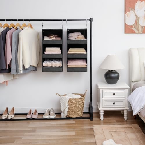 GRANNY SAYS 3-Shelf Hanging Closet Organizer, Foldable Storage, Black - Image 4