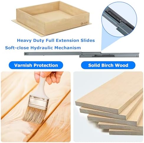 WelFurGeer Soft Close Pull Out Drawers for Kitchen Cabinets, 26" W x 21" D Pull Out Cabinet Organizer, Cabinet Drawers Slide Out, Slide Out Drawers for Kitchen Cabinets, Cabinet Pull Out Shelves - Image 4