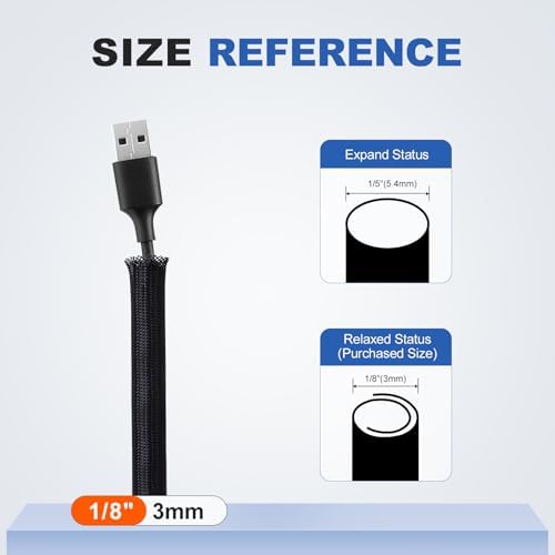 1/8" Cable Management Loom Wrap Sleeve Cord Wire Hider Organizer Covers - Image 2