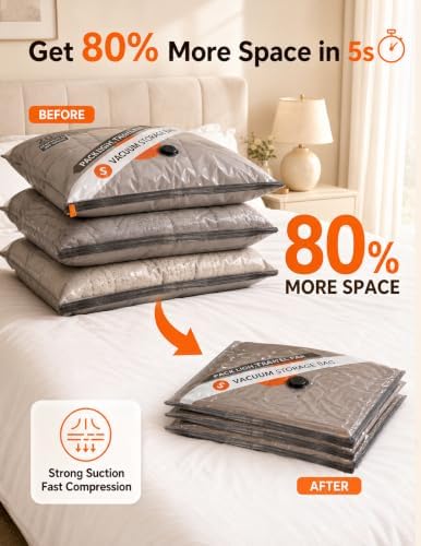 18-Pack Travel Vacuum Bags for Clothes with Rechargeable Cordless Pump - Image 3