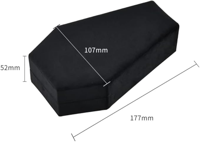 Velvet Coffin Jewelry Travel Case Holder for Gothic Wedding Ceremony Jewelry Organizer Decoration (Black)