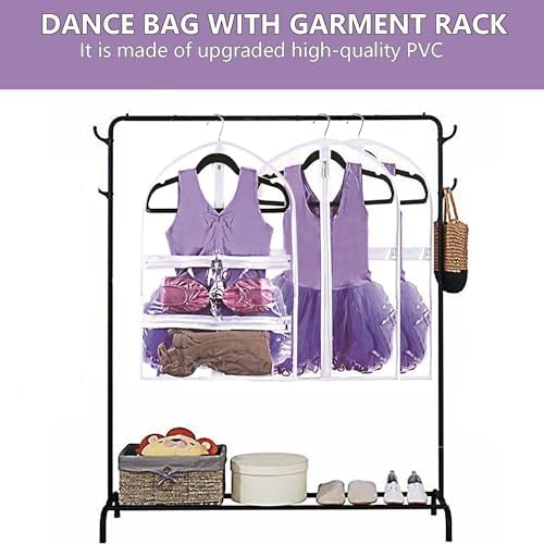 WJWSKI Clear Kids Dance Garment Bag for Hanging Clothes,35 Inch Waterproof PVC Travel Garment Bag with 3 Pockets for Dance Costumes,Sports,Skating,Theatre,Beauty Pageants & More - Image 4