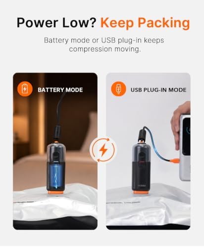 Vacbird 10-Pack Large Vacuum Storage Bags with USB & Battery 2-in-1 Rechargeable Cordless Pump, Space Saver Seal Bags for Home Organization, Bedding, Blankets and Clothing - Image 4
