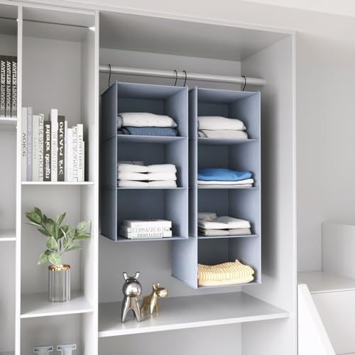 Hanging Closet Organizer 3-Shelf, Oxford Fabric Wardrobe Storage, Gray - Image 4