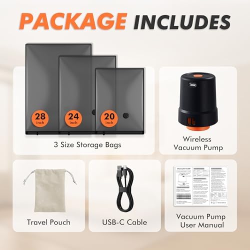 GONGSHI Vacuum Seal Bags for Clothing Travel & Home Storage, Travel Vacuum Bags with Pump,Space Saver for Blankets, Comforters, Pillows, Clothes,18 Combo - Image 5