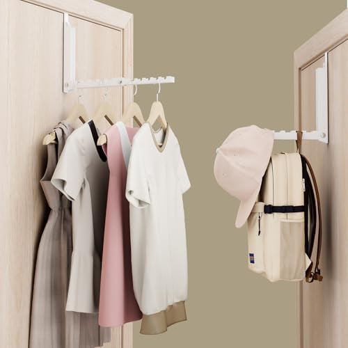 BAKON Over The Door Hooks, Small Space Double Folding Portable Over The Door Drying Rack for Laundry, Bathroom, Bedroom, Travel Storage and Drying (2Pack, White) - Image 6