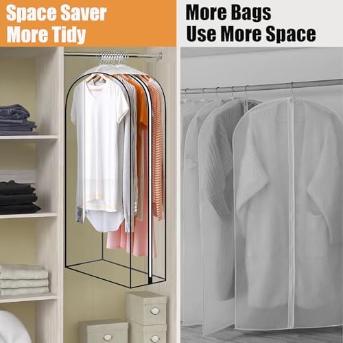 All Clear Garment Bags with Zipper for Hanging Clothes, 10" Gusseted Plastic Clothes Storage Suit Cover for Coat, Shirt, Dress, Fur, 60" Suit Bags for Open Closet (1Pcs 60 inch) - Image 2