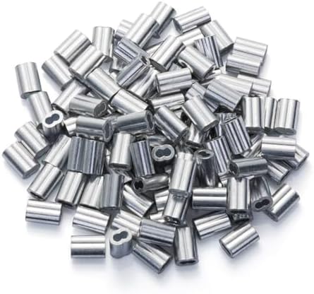 1/16 Aluminum Ferrules, Crimping Loop Sleeves 200PCS, Wire Rope Crimps by Petutu