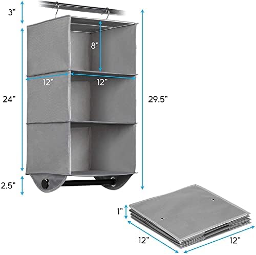 HOLDN’ STORAGE Hanging Closet Organizer with Garment Rod, 3-Shelf - Image 3
