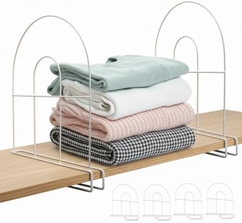 4-Pack 12" Tall Metal Shelf Dividers for Wood Closet Shelves by Unknown