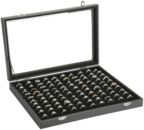 KUKUVR 100 Slots Ring Organizer Box for Jewelry Display (Black) by Unknown