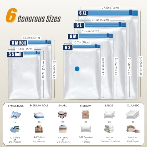 Vacuum Storage Bags with Hand Pump, Vacuum Seal Space Saver Bags, 35 Combo - Image 5
