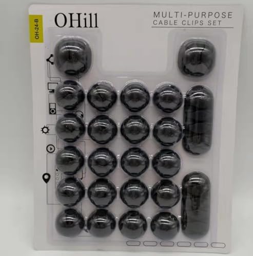 OHill Desk Cable Management Cord Organizer, 24 Pack Black Self Adhesive Cord Holder Cable Clips, Ideal Cable Organizer Wire Keeper for Desk, Nightstand, Phone Charger, Computer, Home, Office, Car - Image 7