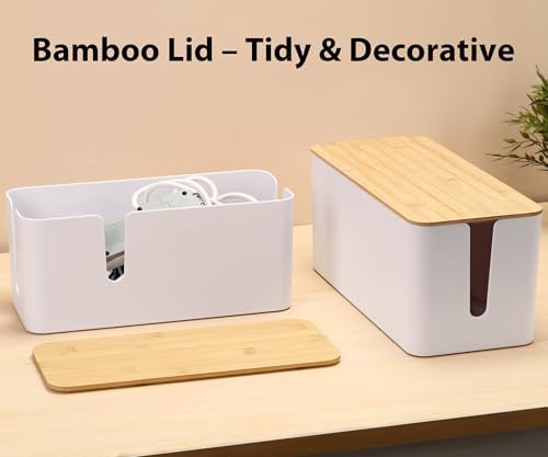 ZhiYo 2 Pack Cable Management Box, Large & XL, Power Strip Organizer, White - Image 2