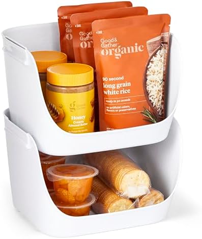 YouCopia ShelfBin Stacking Pantry Bins, 2-Pack, Stackable Storage Basket Organizers for Kitchen and Cabinet Organization by YouCopia