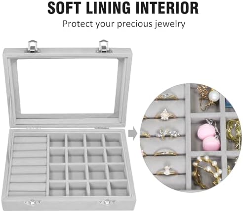 Vicoter Rings Organizer Tray 7 Slots Velvet Jewelry Earring Storage Box - Image 3