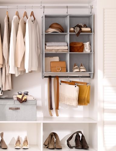 StorageWorks Hanging Closet Organizer with Rod, 6 Sections, 3 Tiers - Image 2