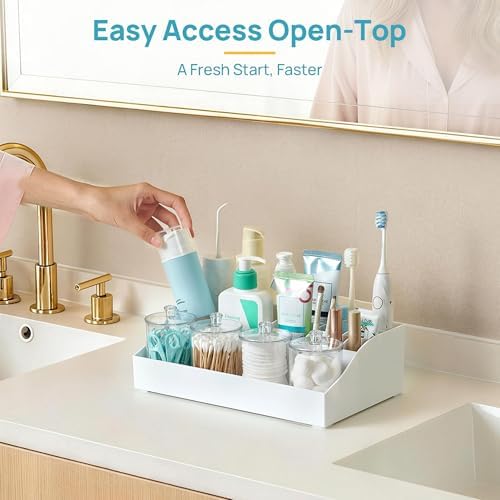 Vtopmart 5 PCS Bathroom Countertop Organizer Sets, White - Image 3