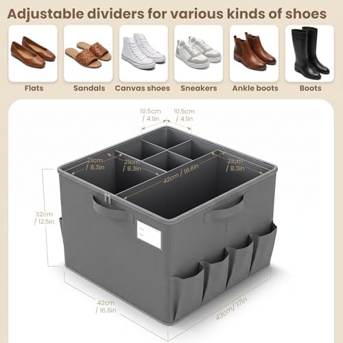 Varhomax Shoe Organizer Box for Closet, Fabric Storage Basket - Image 3