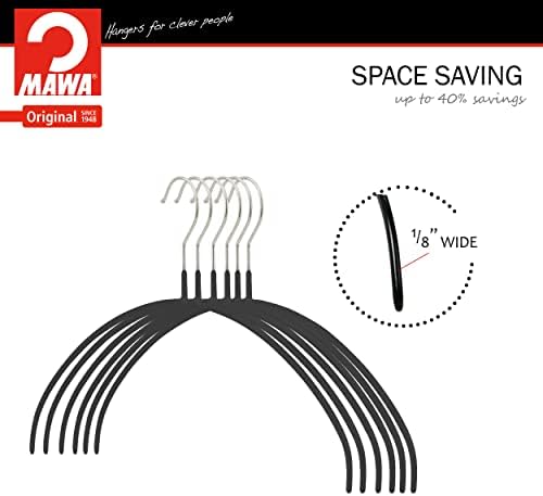 Mawa by Reston Lloyd, Euro Ultra-Thin Series, Non-Slip Space Saving Clothes Hanger, Style 40/PT for T-Shirts, Blouse, & Sun Dresses, Set of 20, Black - Image 5