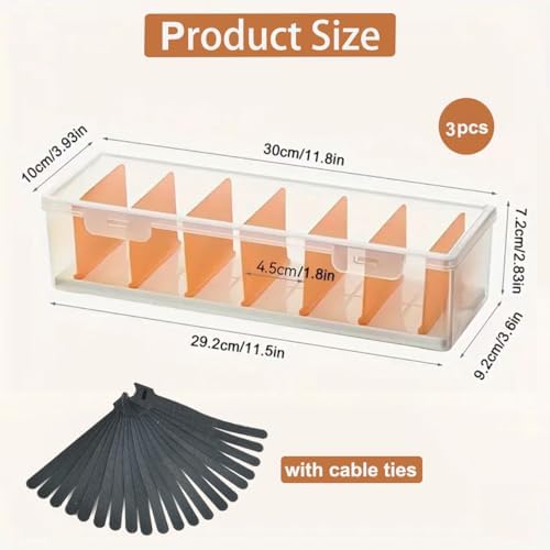 2 Pack Clear Cable Organizer Box with Lid, Plastic Charger Cable Cord Storage Organizer, Stackable Office Desk Organizers, Multifunctional Accessories Storage Box Fit in Home Drawer - Image 2