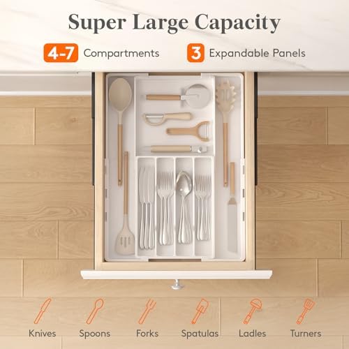 Lifewit Expandable Silverware Drawer Organizer, Utensil Tray for Kitchen - Image 3