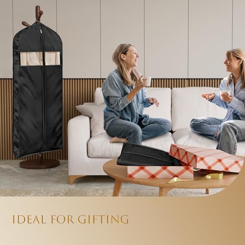 Univivi Satin Garment Bags for Hanging Clothes, Black, 43 Inch, 2 Pack - Image 5