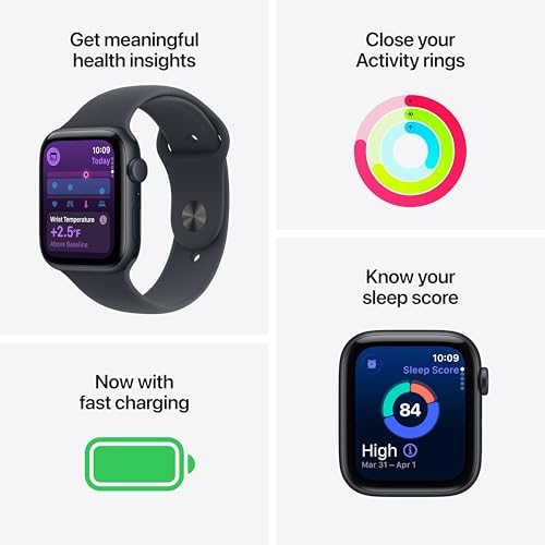 Apple Watch SE 3 [GPS 44mm] Smartwatch with Starlight Aluminium Case with Starlight Sport Band - M/L. Fitness and Sleep Trackers, Heart Rate Monitor with AppleCare+ (2 Years) - Image 2