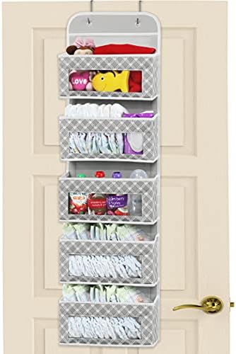Simple Houseware 5 Clear Window Pocket Over Door Hanging Organizer, Gray by SimpleHouseware