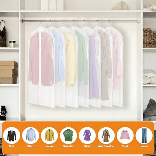Dntorx 12 Pack Garment Bags, 24 x 40 In Peva Covers, White Edge - Image 5