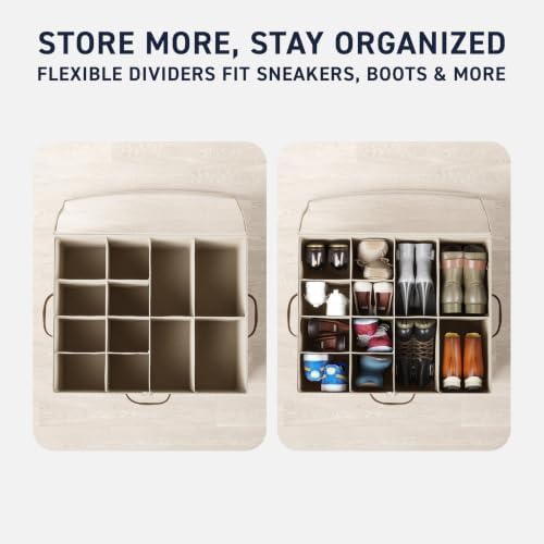 Ornavo Home Linen Large Shoe Storage Organizer Bins 2 Pack, Khaki - Image 6