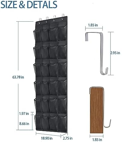 Over the Door Shoe Organizer 24 Extra Large Pockets Hanging Shoe Rack Holder for Closet Storage Hanging Shoe Organizer - Image 2
