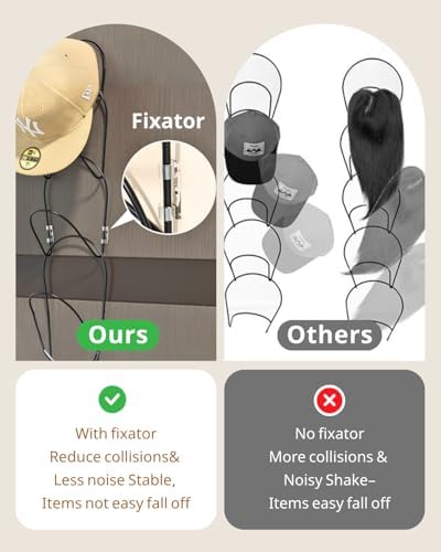 LINFIDITE 15 Pack Hat Rack Hanger Holder Organizer Closet Hanging Baseball Cap Display Storage Rack for Scarves Handbags Towels Clothes Ties Over Door Wall Mounted w Hanging Hook Black - Image 5