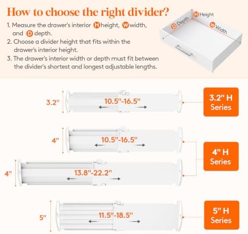 Lifewit 3.2" High Drawer Dividers for Clothes, Adjustable Drawer Organizers - Image 3