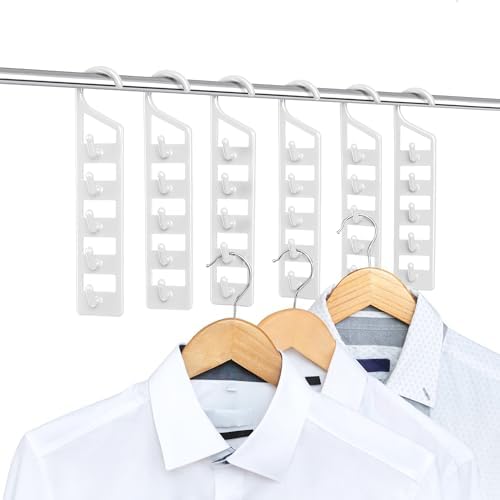 Set of 6 Space Saving Hangers for Clothes, Hanger Organizer Space Saver by CraftyCrocodile