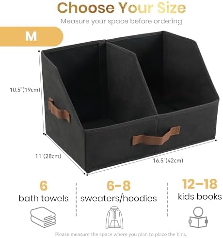 HOMELUX THEORY Closet Organizers Storage, Medium Collapsible Bin 3pc, Black - Image 2